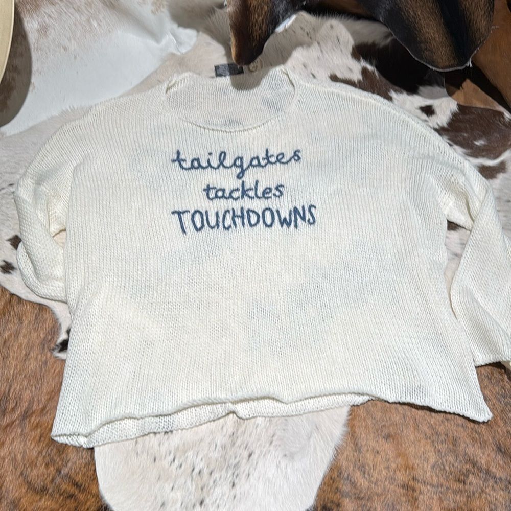 NEW‎ WOODEN SHIPS tailgate tackles cotton sweater in white